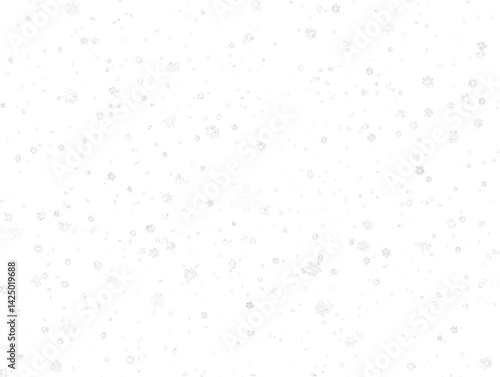 Abstract Illustration of Falling Snowflakes Against Black Isolated Background