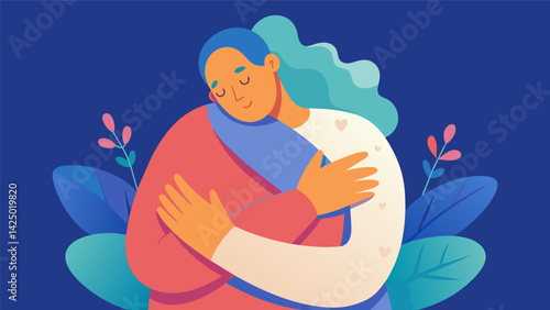 A clay sculpture of a person embracing themselves in a hug representing the importance of selflove and acceptance in achieving a state of wellness..