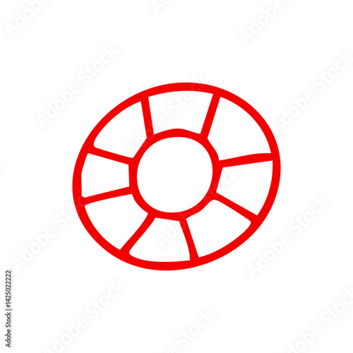 red lifebuoy design outline