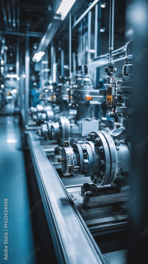 Industrial Precision Machinery in Cleanroom Environment with Blue Tone and Shallow Depth of Field Industrial Precision Machinery in Cleanroom Environment with Blue Tone and Shallow Depth of Field