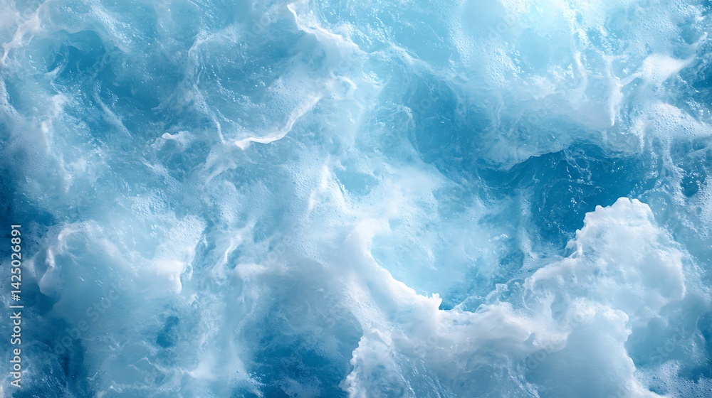 Top view of light blue water texture with ripples and waves in a swimming pool, a summer background banner for web design or print presentation Top view of light blue water texture with ripples and waves in a swimming pool, a summer background banner for web design or print presentation