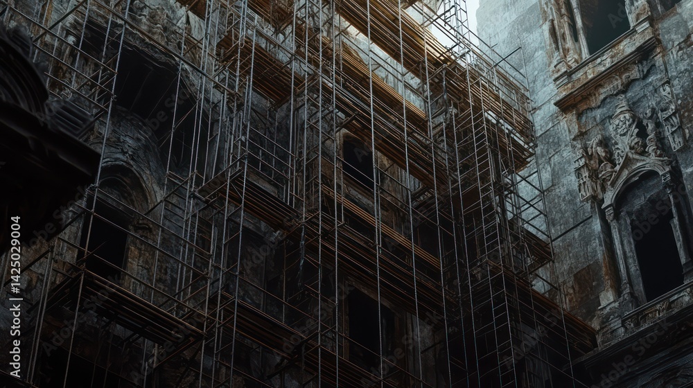 Dark alleyway aged building architecture Dark alleyway aged building architecture