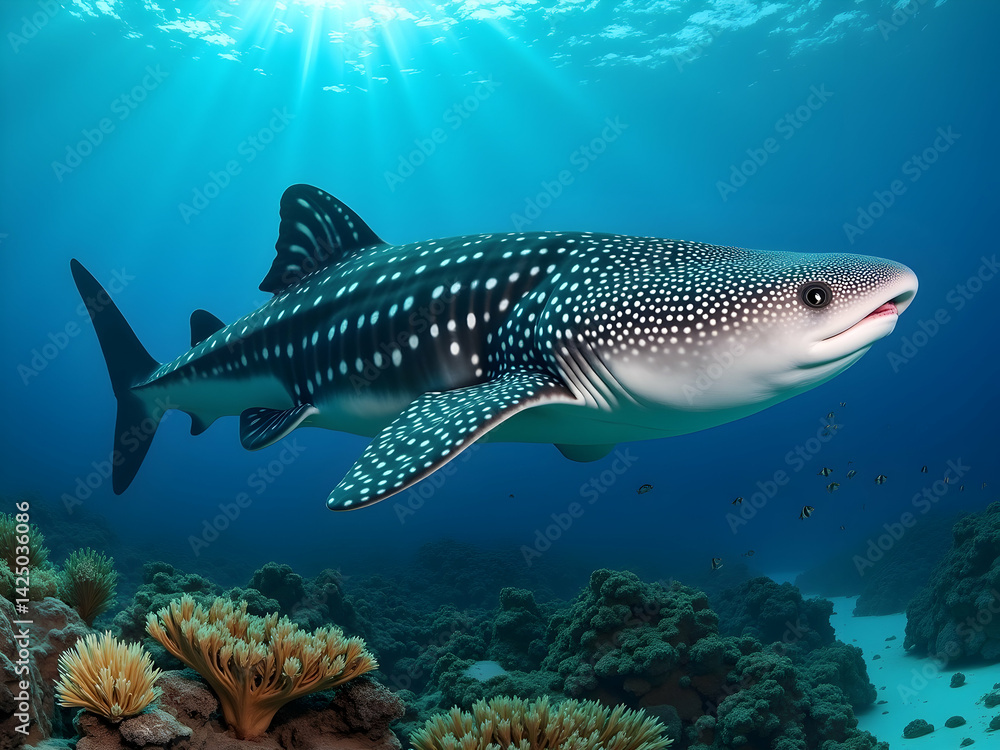 A Captivating Glimpse into the Underwater Realm Awaits with a Gentle Giant the Whale Shark Gracefully Gliding through the Ocean Depths in a Mesmerizing Display A Captivating Glimpse into the Underwater Realm Awaits with a Gentle Giant the Whale Shark Gracefully Gliding through the Ocean Depths in a Mesmerizing Display
