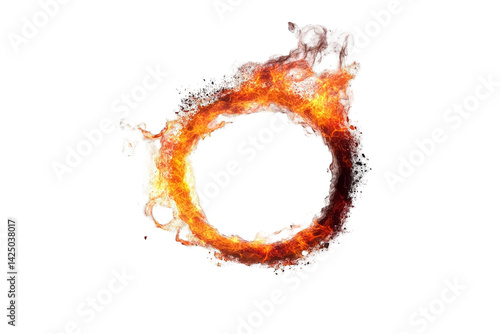Abstract Flame Ring Illustration Isolated on Transparent Background with Fiery Orange Colors