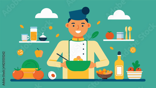 A person experiments with different ingredients and flavors in the kitchen cooking up new dishes without any expectation of a master chefworthy meal..