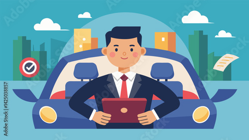 A businessman reciting a series of affirmations to himself in the car on his way to work determined to have a successful and productive day..
