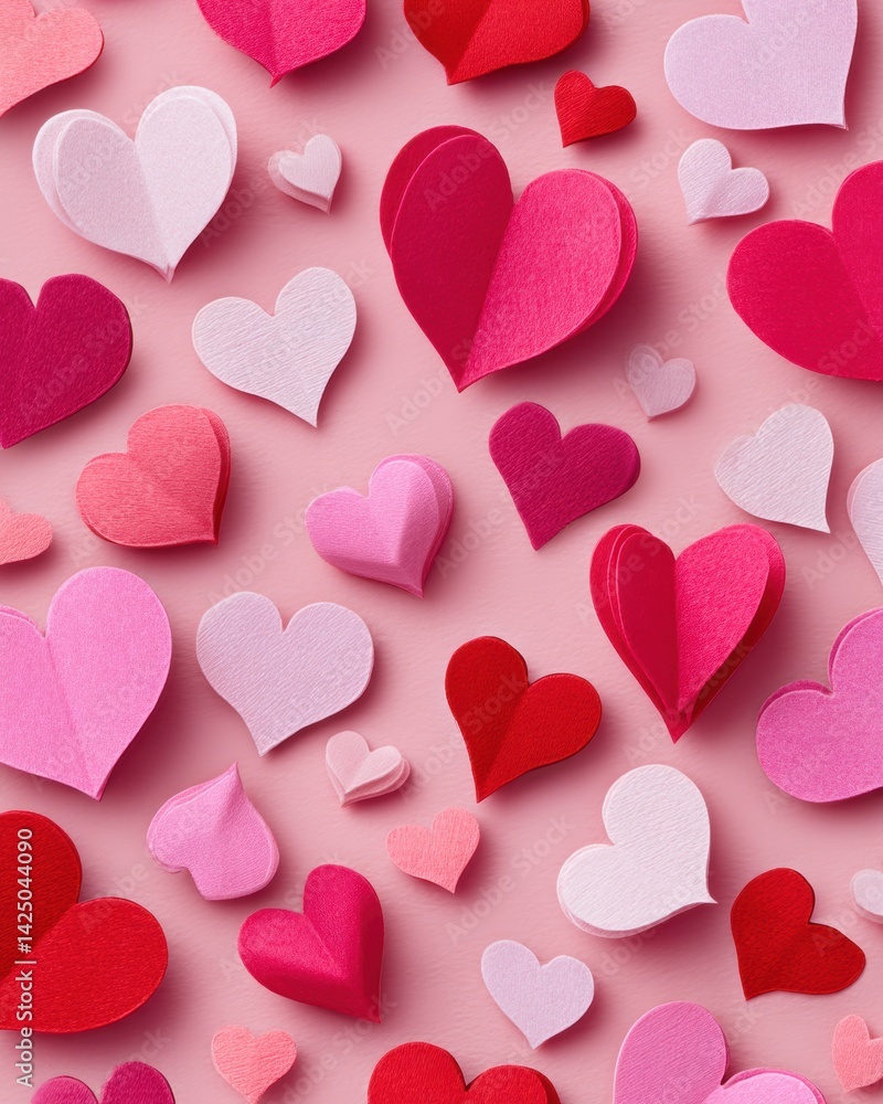 Romantic backdrop showcasing hearts in red pink and white color palette a Valentines day concept of love Romantic backdrop showcasing hearts in red pink and white color palette a Valentines day concept of love