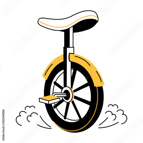 A hand drawn style illustration of a monocycle 
