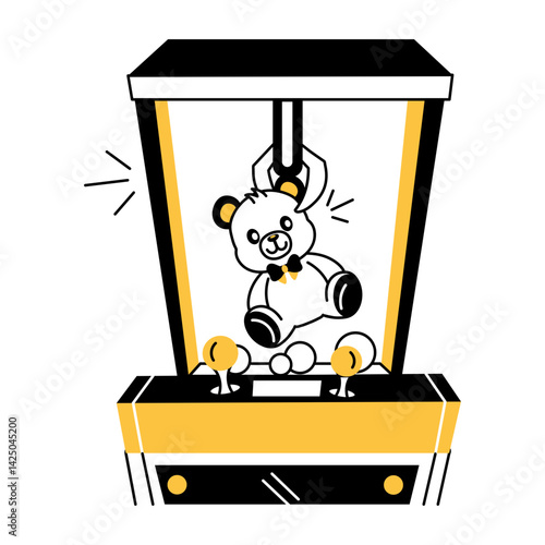 Prize claw machine illustration in hand drawn style 
