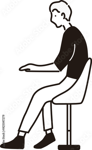 イスに座っている男性のイラスト