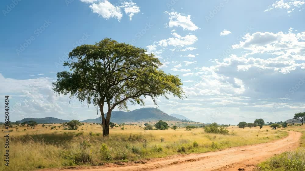 A serene view of an off-road vehicle traversing a dusty path surrounded by lush greenery and open skies under the bright sun, promising adventure and exploration ahead. A serene view of an off-road vehicle traversing a dusty path surrounded by lush greenery and open skies under the bright sun, promising adventure and exploration ahead.
