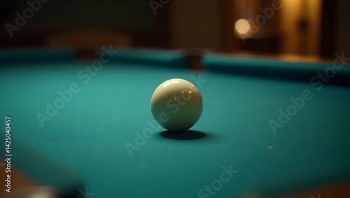 Wallpaper Mural A Solitary Billiard Ball Poised on the Baize, Reflecting Ambience and Anticipation, Ready for the Next Play, Capture the stillness before the motion Torontodigital.ca