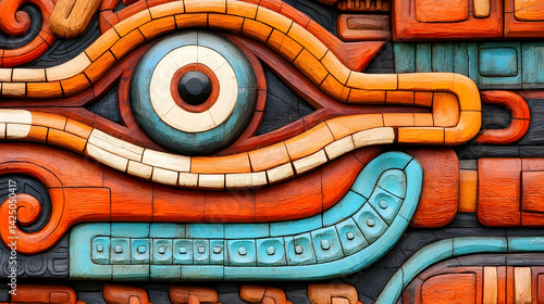 Colorful mosaic eye wall art, detailed craftsmanship, cultural design