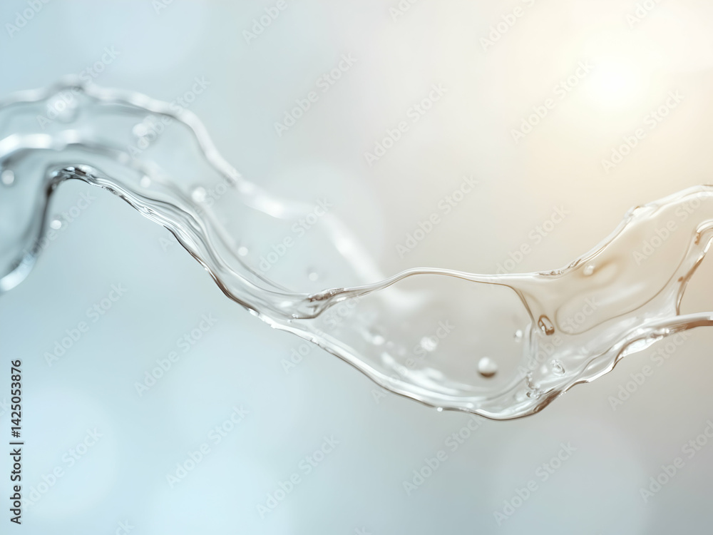 Abstract depiction showcasing a clear fluid wave with soft reflections on a transparent backdrop, accentuating dynamism and purity in a minimalist composition Abstract depiction showcasing a clear fluid wave with soft reflections on a transparent backdrop, accentuating dynamism and purity in a minimalist composition
