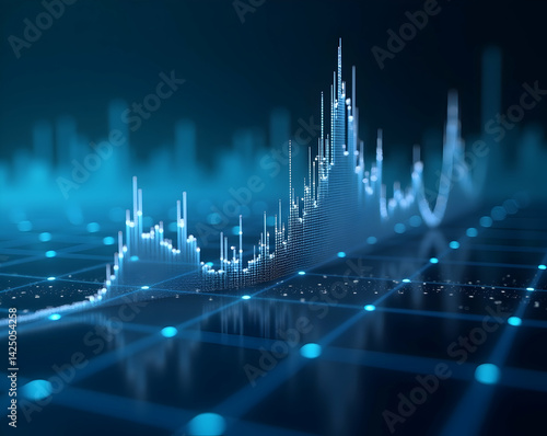 Obraz na płótnie Abstract financial graph overlays with glowing grid for futuristic data visualization and analysis, presenting market trends and investment opportunities w salonie
