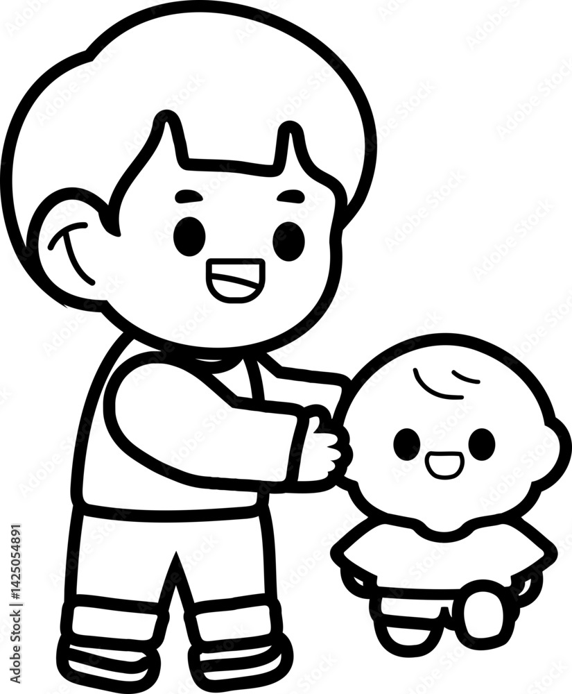 Group of Happy Kids Playing with Toys – Kindergarten Life Scene Group of Happy Kids Playing with Toys – Kindergarten Life Scene