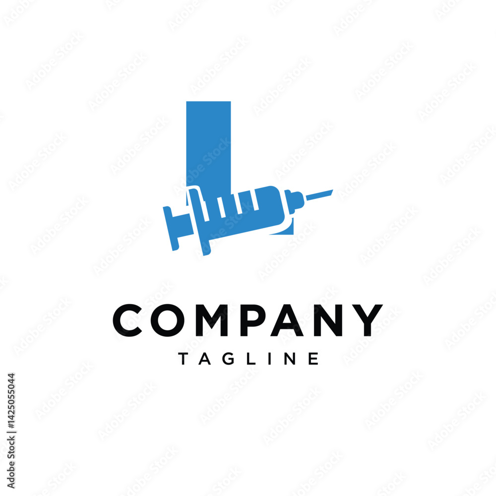Fototapeta premium Letter L Syringe Logo Icon Vector