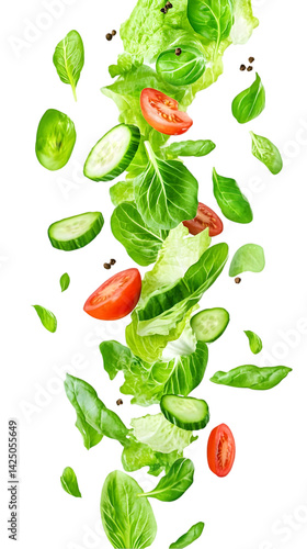 Wallpaper Mural Falling Salad Vegetables With Green Lettuce And Red Tomatoes On Transparent Isolated Background Torontodigital.ca