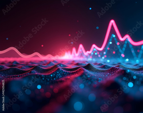 Obraz na płótnie Abstract visualization showcasing vivid sound waves radiating from a central point, exhibiting the doppler effect with vibrant pink and blue hues, a captivating representation w salonie