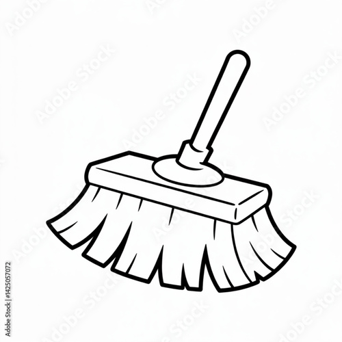 Push broom icon for cleaning tools janitorial equipment and commercial maintenance illustrations