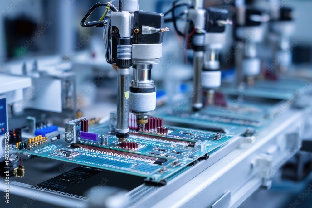 Assembly Line Precision Technological Advancement Electronic Circuit Board Production Sophisticated Automation Assembly Line Precision Technological Advancement Electronic Circuit Board Production Sophisticated Automation