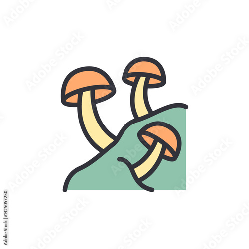 Mushroom colored icons, minimalist vector illustration ,simple transparent graphic element .Isolated on white background