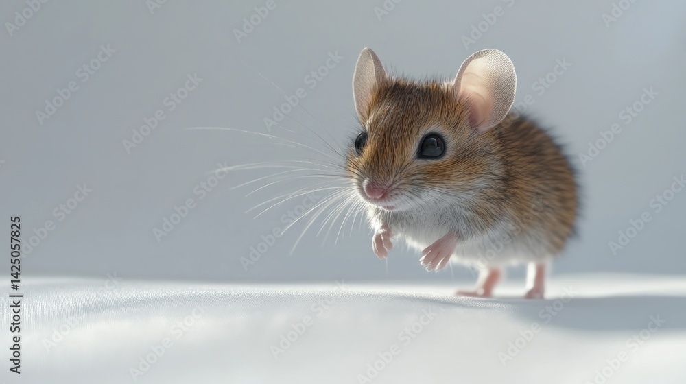 Cute little mouse on a light surface Cute little mouse on a light surface