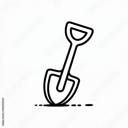 Cartoon shovel in dirt for farm and garden coloring pages