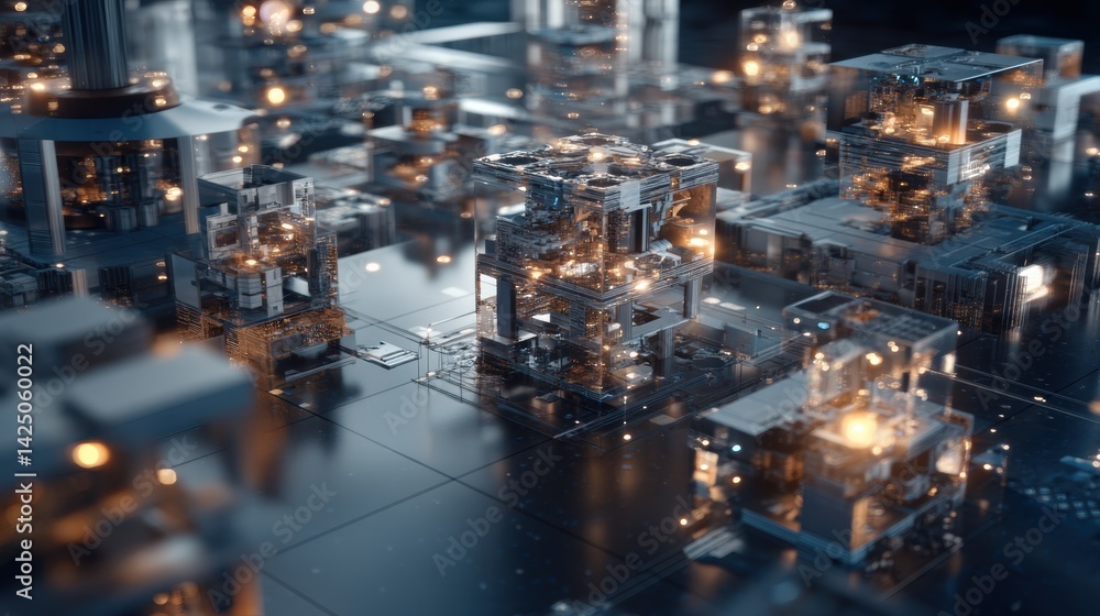 Obraz premium Futuristic cityscape abstract digital architecture with complex structures technological innovation