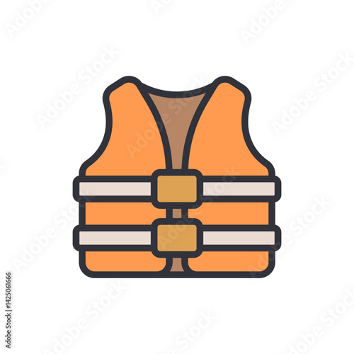Life jacket colored icons, minimalist vector illustration ,simple transparent graphic element .Isolated on white background