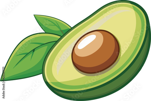 A vibrant vector art illustration of a fresh avocado, symbolizing the beauty and essence of juice-making with vibrant colors.