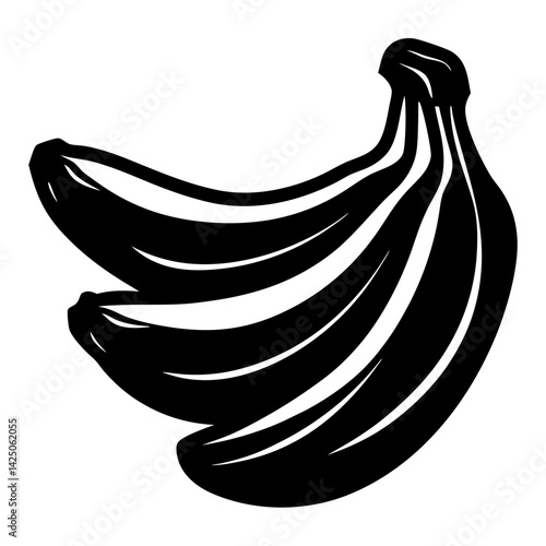 Black and White Banana Bunch Illustration, a Simple and Bold Design