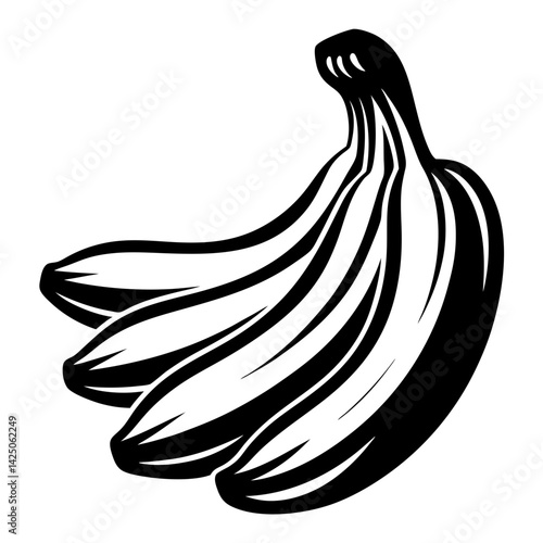 Monochrome bunch of bananas isolated on a white background illustration art