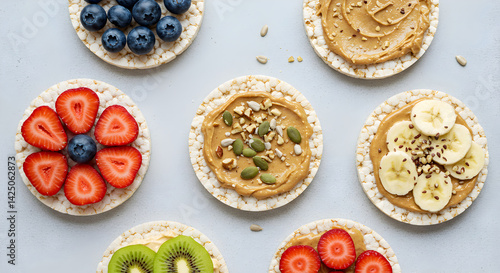 Rice Cakes With Fresh Fruits and Peanut Butter for a Balanced Snack