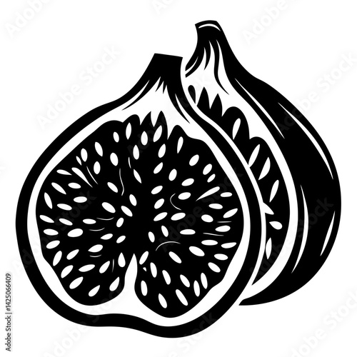 Minimalist black and white fig illustration representing healthy eating and wellness