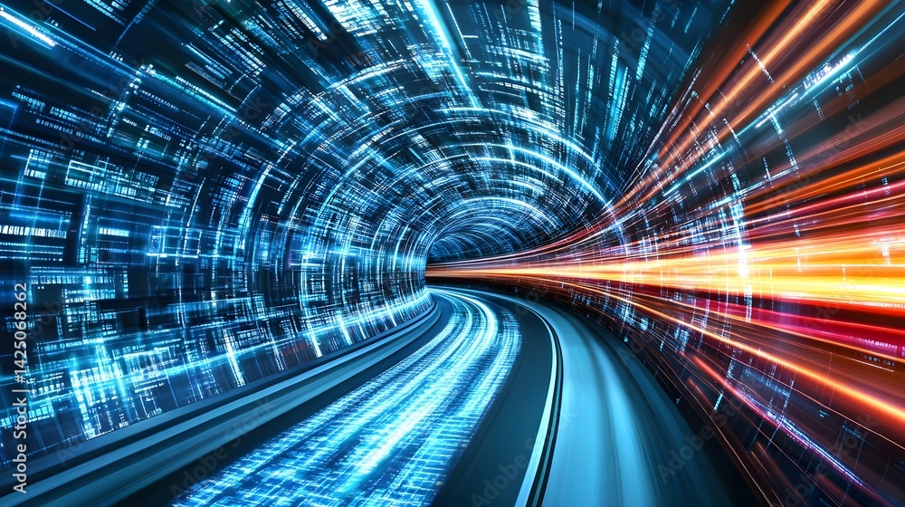 Digital Tunnel, High-Speed Data Stream - Abstract backgrounds Digital Tunnel, High-Speed Data Stream - Abstract backgrounds