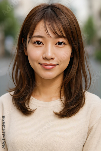 若い清楚な女性の正面からのポートレート