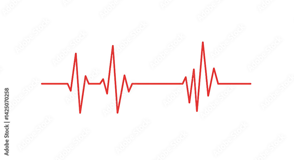 A red heartbeat line graph with two spikes against a plain black background illustration art A red heartbeat line graph with two spikes against a plain black background illustration art