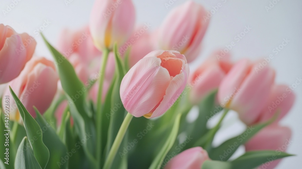 Obraz premium Delicate pink tulips in a bouquet