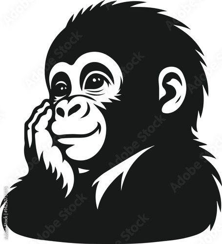 Baby gorilla vector silhouette