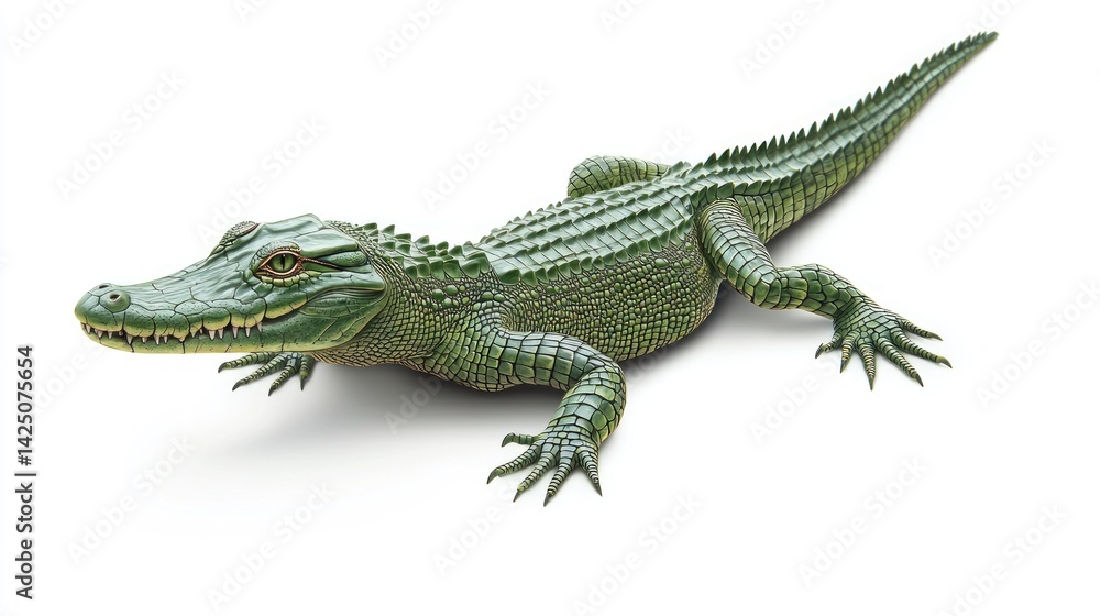 Naklejka premium Green alligator, detailed illustration