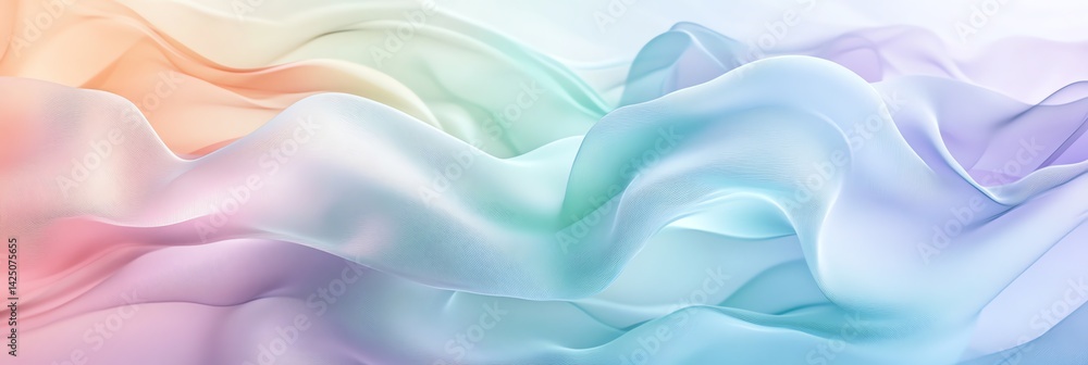 Fototapeta premium Flowing Fabric Waves with Soft Pastel Colors Abstract Background