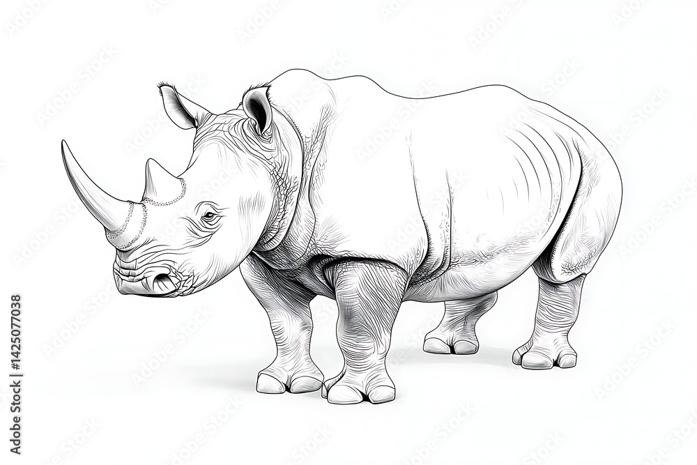 Fototapeta premium Rhinoceros Drawing Wildlife