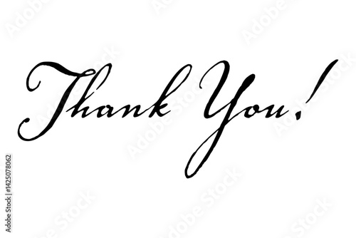 手書き風の筆記体で書いたThank You（ありがとう）の文字（カリグラフィー）
