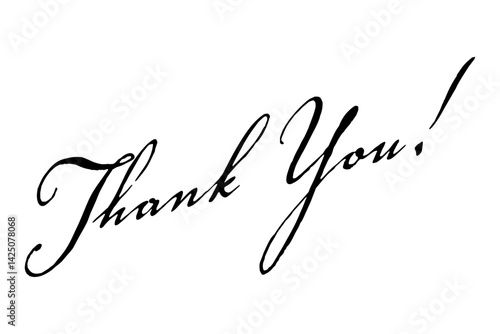 手書き風の筆記体で書いたThank You（ありがとう）の文字（カリグラフィー）
