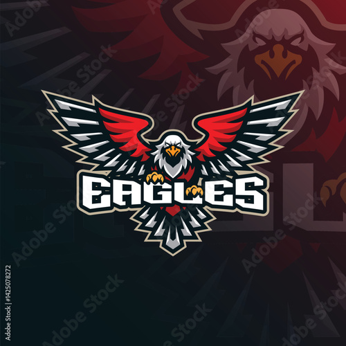 Eagle mascot logo design with modern illustration concept style for badge, emblem and t shirt printing. Eagle red illustration.