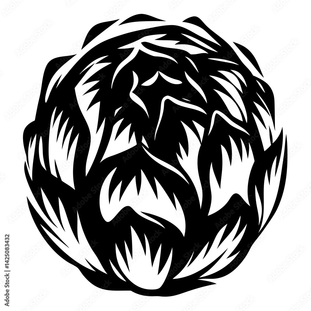 Abstract black and white floral organic pattern in a circular design shape Abstract black and white floral organic pattern in a circular design shape