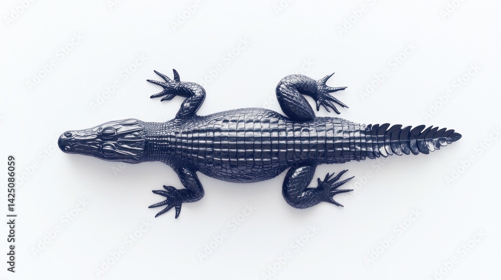 Naklejka premium Dark gray crocodile figurine