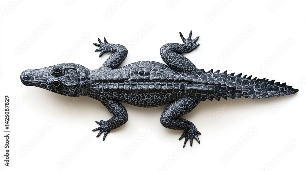 Fototapeta premium Gray crocodile toy, top view
