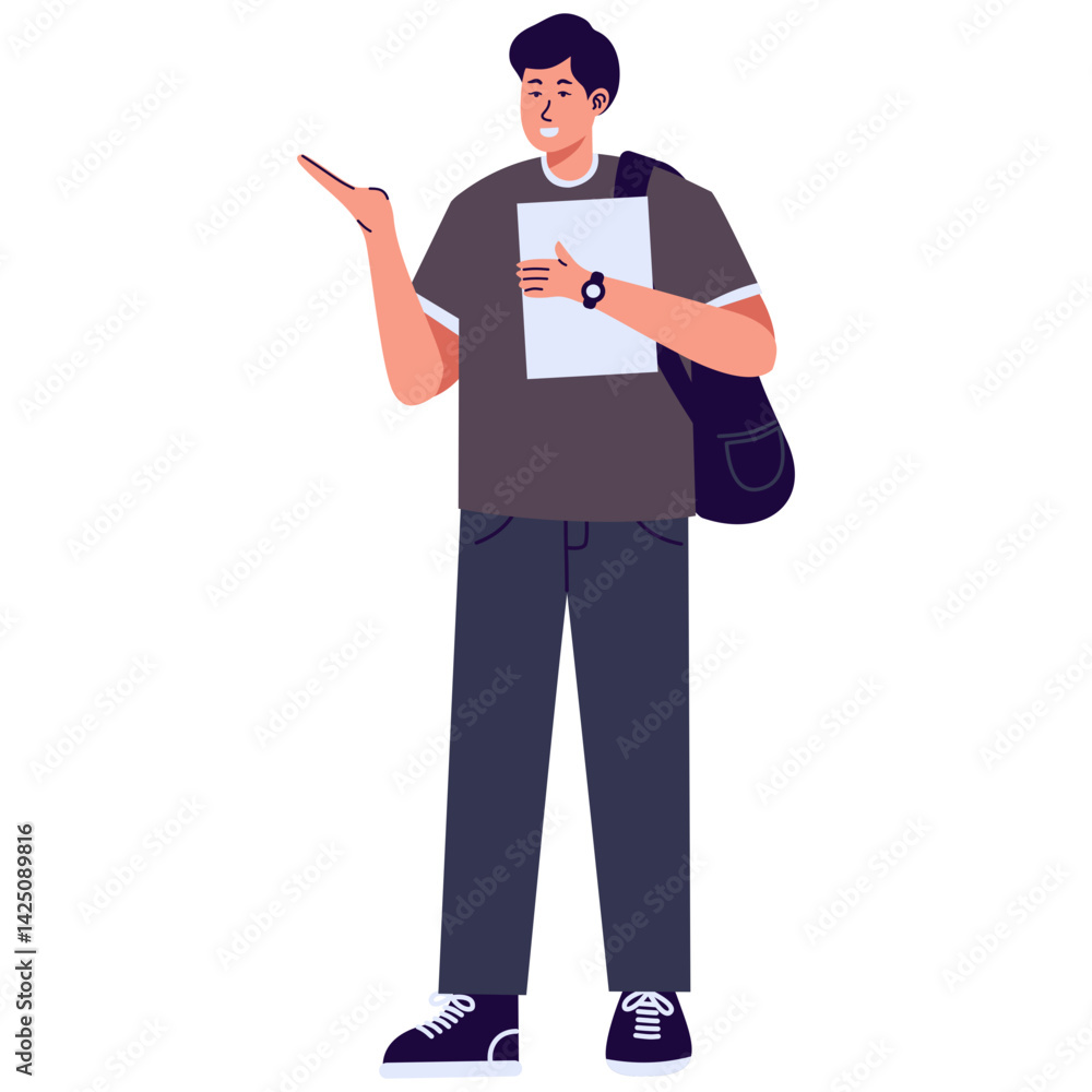 University Student Character with Cartoon Design. Vector Illustration University Student Character with Cartoon Design. Vector Illustration